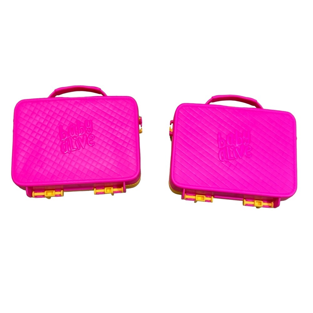 Baby Alive Suitcase Carry Case Pink Yellow Tropical Scene Lot of 2 Kids OS - Picture 2 of 3